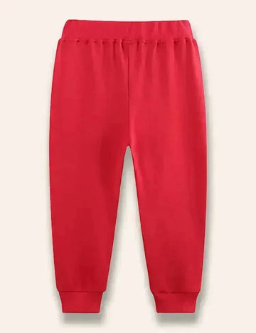 Hedgehog Mushroom Appliqué Sweatpants